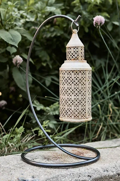 Terrain Iron Tabletop Lantern Stand In Grey
