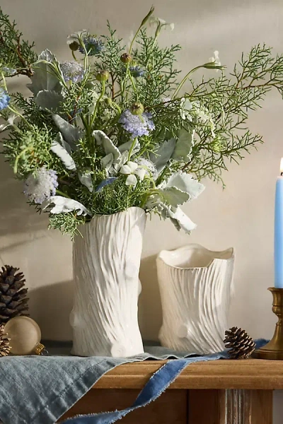 Terrain Ivory Ceramic Faux Bois Vase