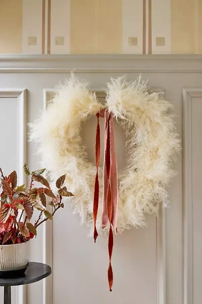 Terrain Ivory Pampas Grass Heart Wreath