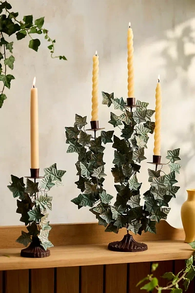 Terrain Ivy Iron Taper Holder In Green