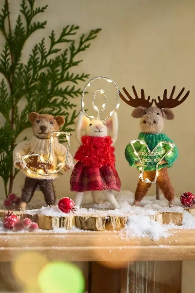 Terrain Joy Illuminated Felt Critter Scene In Multi