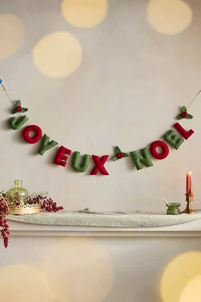Terrain Joyeux Noel Felt Garland In Green