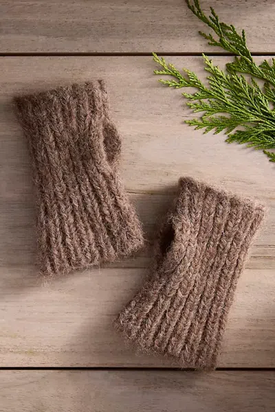 Terrain Knit Fingerless Gloves In Brown