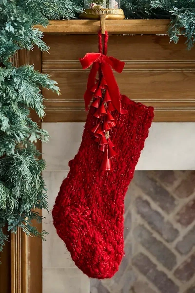 Terrain Knitted Metallic Stocking In Red