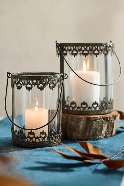 Terrain Lace Filigree Iron + Glass Lantern In Multi