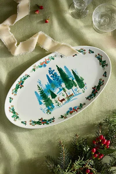 Terrain Lapland Deer Stoneware Serving Platter In Multi