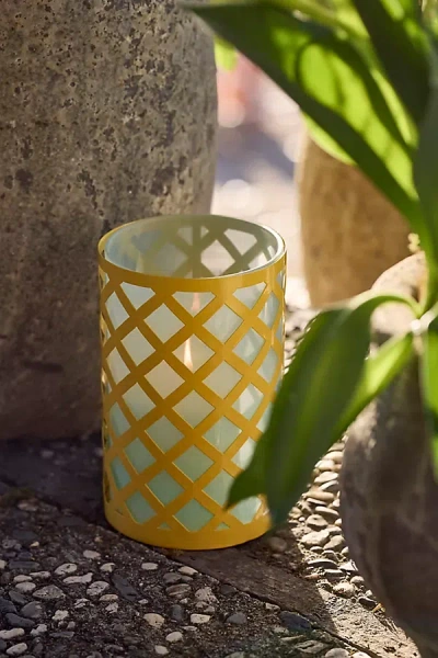 Terrain Lattice Iron + Glass Votive Holder