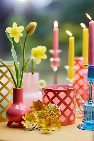 Terrain Lattice Iron + Glass Votive Holder