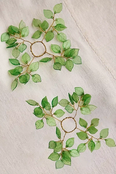 Terrain Leaves Candle Cuffs, Set Of 2 In Green