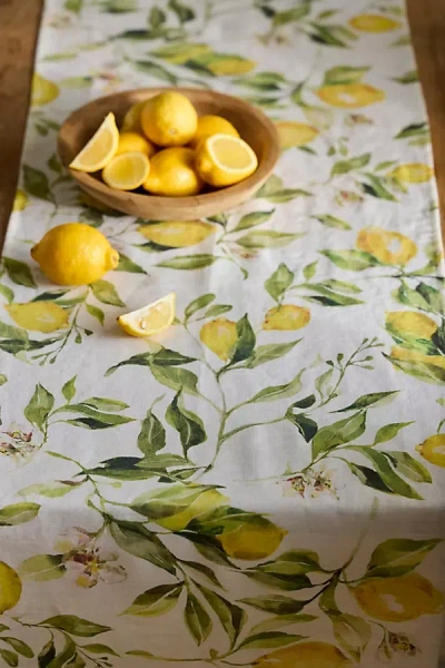 Terrain Lemons Linen Runner In Green