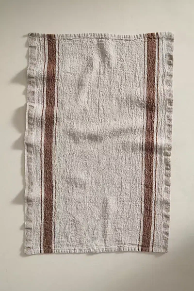 Terrain Lithuanian Linen Dish Towel, Stripe In Gray