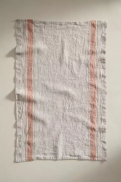 Terrain Lithuanian Linen Dish Towel, Stripe In Pink