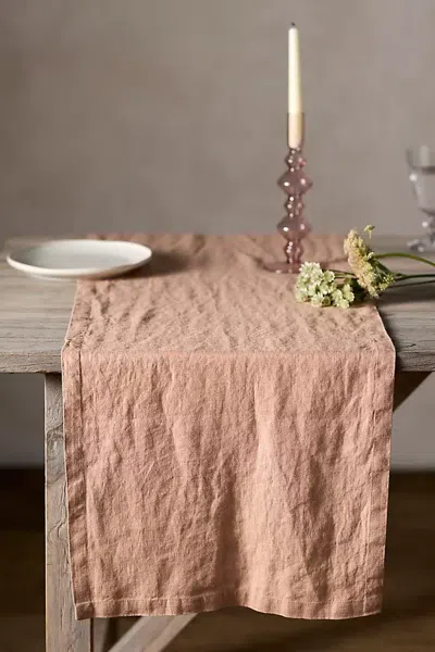 Terrain Lithuanian Linen Table Runner In Pink