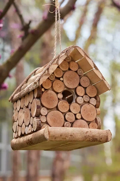 Terrain Log Cabin Birdhouse In Brown