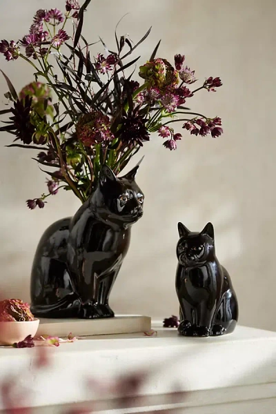 Terrain Lucky Cat Vase In Black