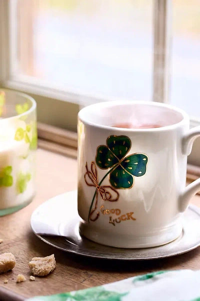 Terrain Lucky Shamrock Stoneware Mug In White
