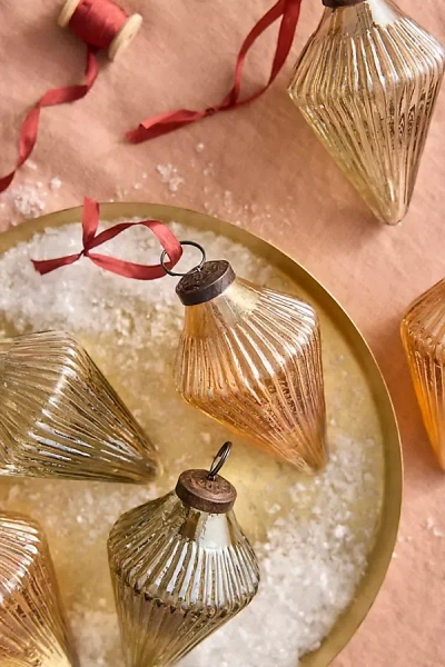 Terrain Luster Finial Glass Ornaments, Set Of 6 In Gold