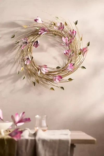 Terrain Magnolia Iron Wreath In Pink