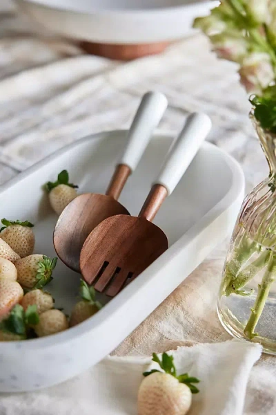Terrain Marble + Acacia Serving Utensil Set In Brown
