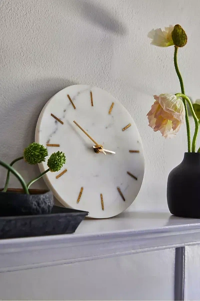 Terrain Marble + Brass Wall Clock In Gray
