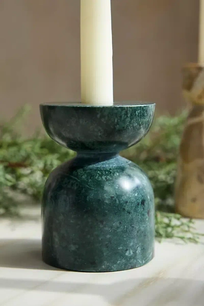 Terrain Marble Taper Holder In Blue