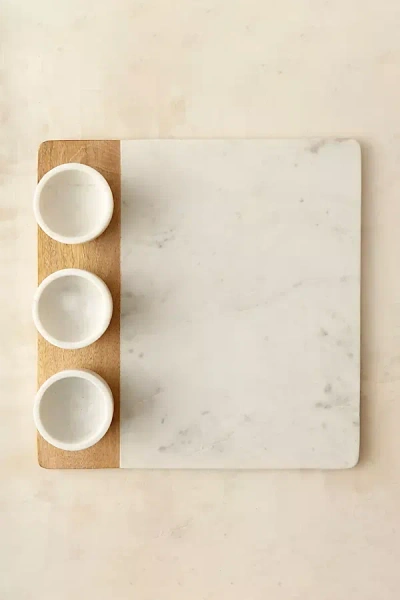 Terrain Marble + Wood Dip Trio Tray
