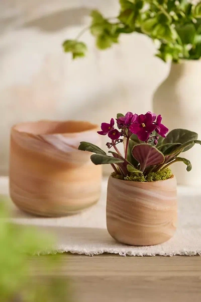 Terrain Marbled Glass Mini Planter In Brown