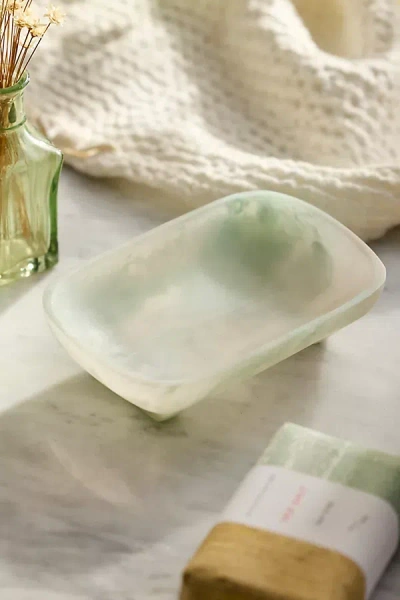 Terrain Marbled Resin Soap Dish In Green