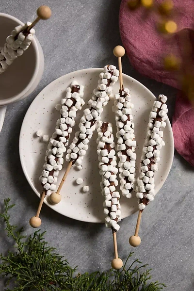Terrain Marshmallow Hot Cocoa Stirring Sticks, Set Of 6 In White