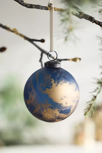 Terrain Matte Blue Marble Globe Ornament
