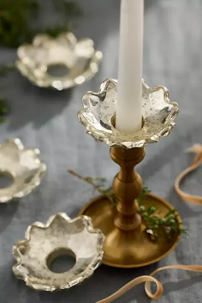 Terrain Mercury Glass Candle Bobeches, Set Of 4 In Brown