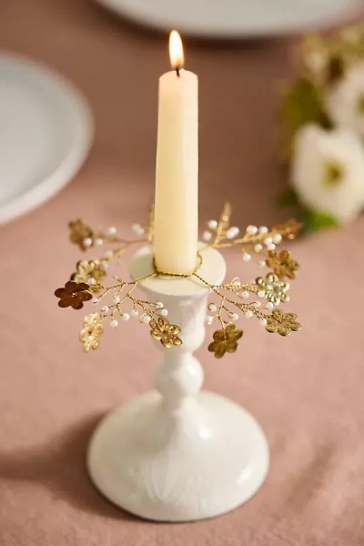 Terrain Metallic Floral Candle Wreaths, Set Of 2 In White