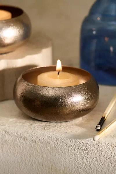 Terrain Metallic Iron Tealight Holder In Brown