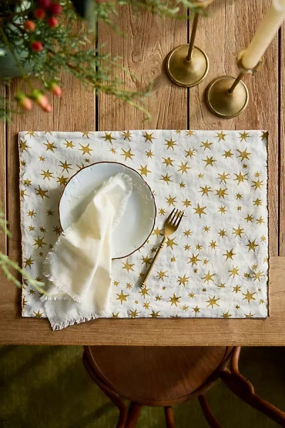 Terrain Metallic Starburst Linen Placemat In Gold
