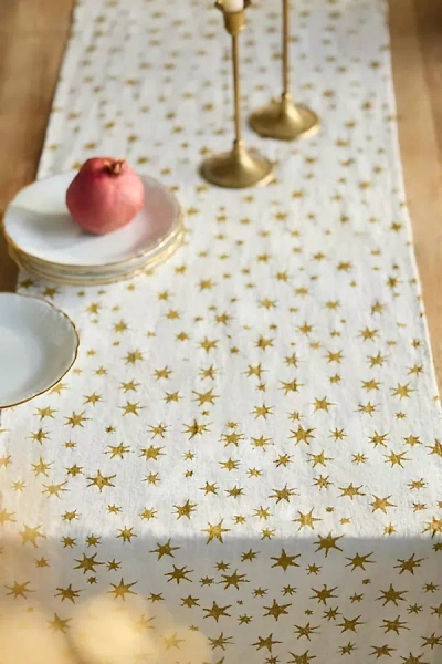 Terrain Metallic Starburst Linen Runner In Gold