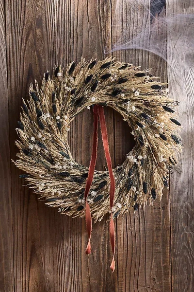 Terrain Midnight Meadow Preserved Wreath In Gold
