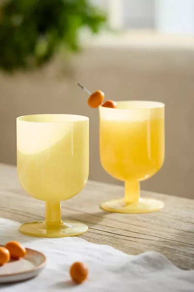 Terrain Milky Footed Glasses, Set Of 2 In Yellow