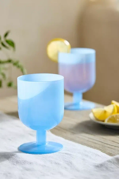 Terrain Milky Footed Glasses, Set Of 2 In Blue
