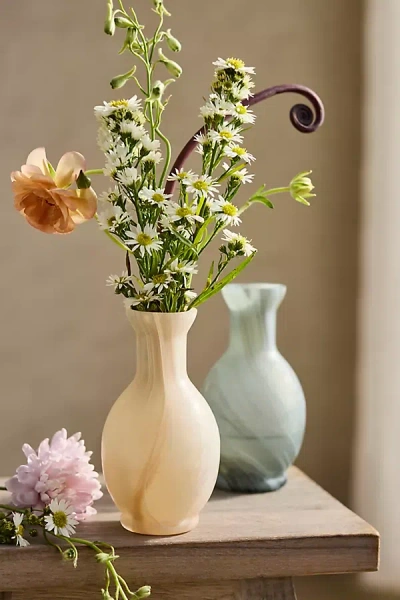 Terrain Milky Swirl Glass Bud Vase, Short Neck In Multi