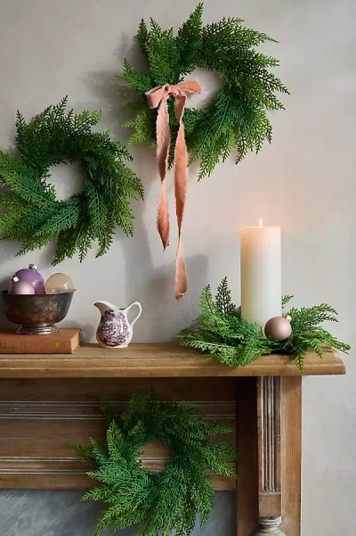 Terrain Mini Faux Cedar Wreaths, Set Of 4 In Multi