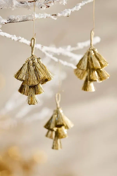 Terrain Mini Tassel Charm Ornaments, Set Of 3 In Gold