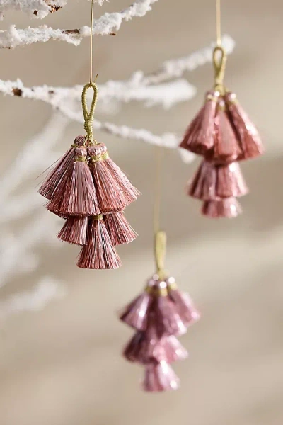 Terrain Mini Tassel Charm Ornaments, Set Of 3 In Pink