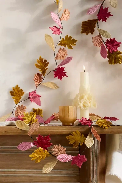Terrain Mixed Leaves Velvet + Iron Garland In Multi
