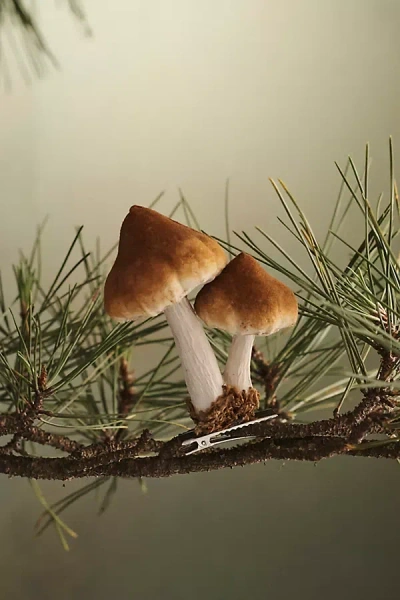 Terrain Mushroom Velvet Clip Ornament In Brown