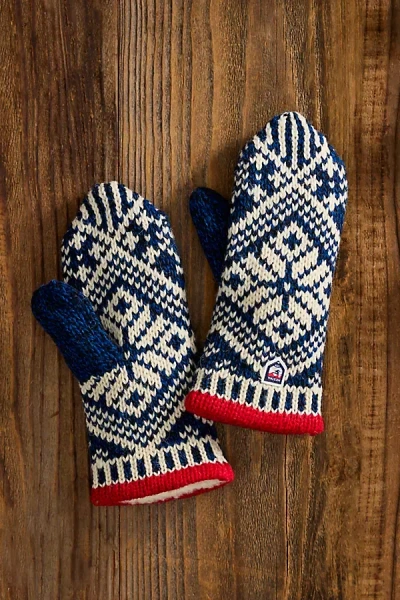 Terrain Nordic Wool Mittens, Blue + White
