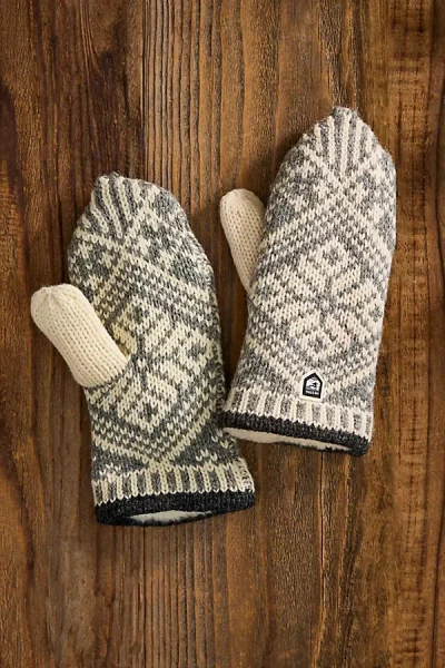Terrain Nordic Wool Mittens, Grey + White In Neutral