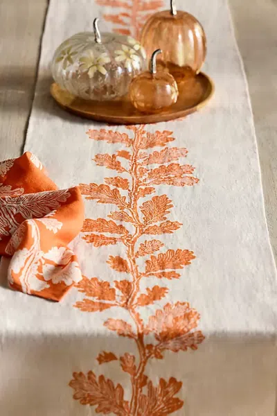 Terrain Oak Vine Linen Table Runner In Orange