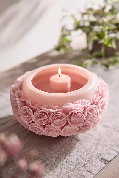 Terrain Oaxacan Floral Bowl With Candle, Rose In Pink