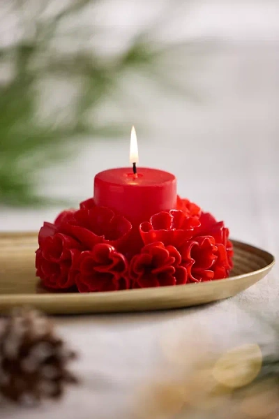 Terrain Oaxacan Floral Marigold Candle In Red