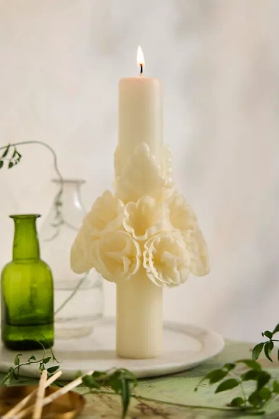 Terrain Oaxacan Floral Pillar Candle In Neutral